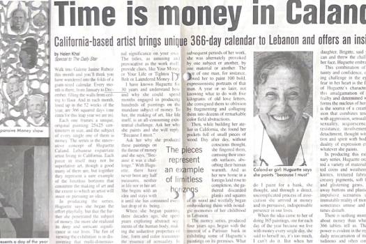 Time is money in Caland’s art -California-based artist brings unique 366-day calendar to Lebanon and offers an insight on human values