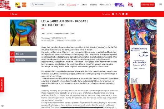 LEILA JABRE JUREIDINI - BAOBAB | THE TREE OF LIFE on Agenda Culturel